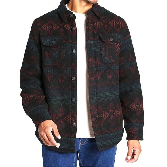 Jachs Men's Wool Blend Sherpa Lined Flannel Shirt Jacket size L - Picture 7 of 8